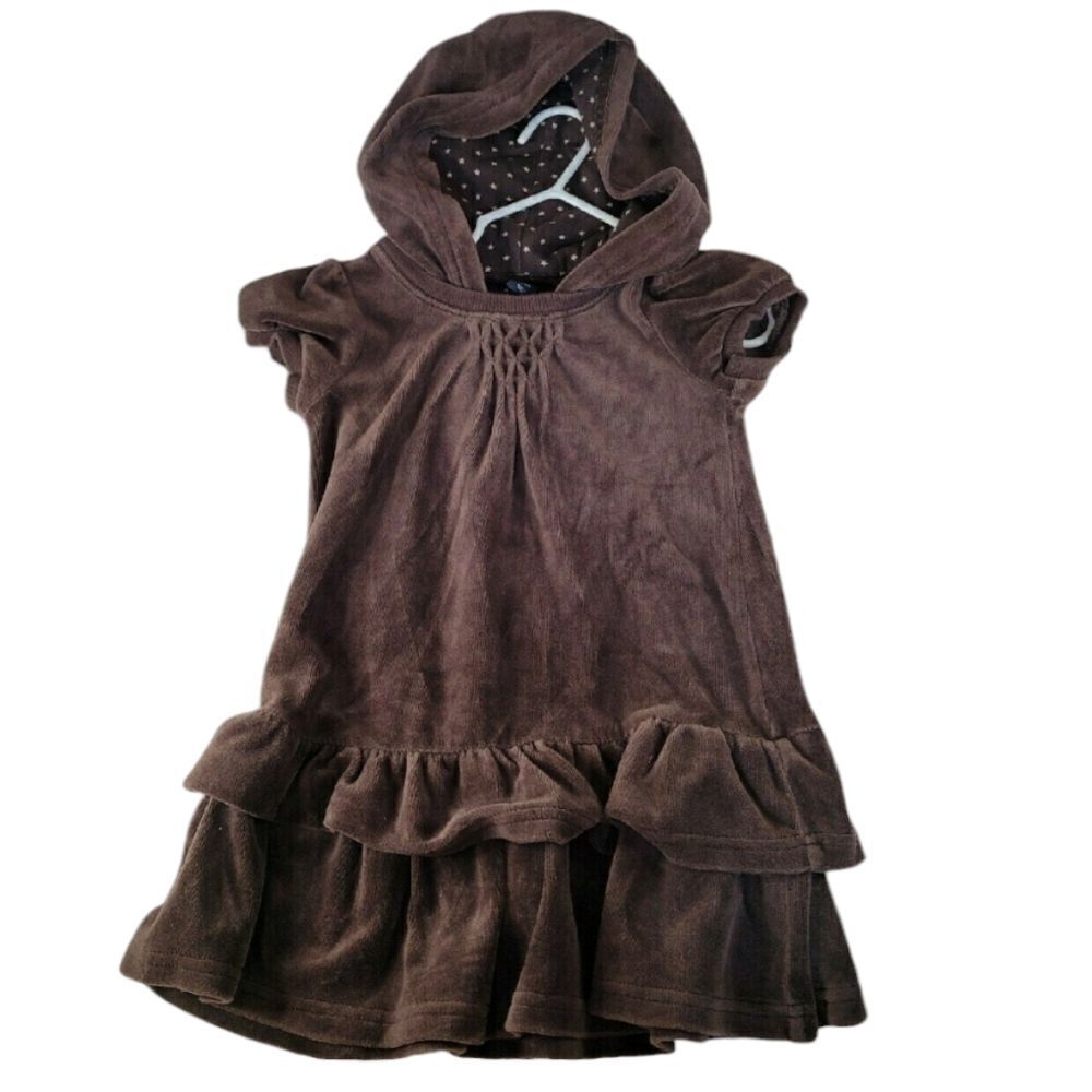 Brown velour hooded dress
